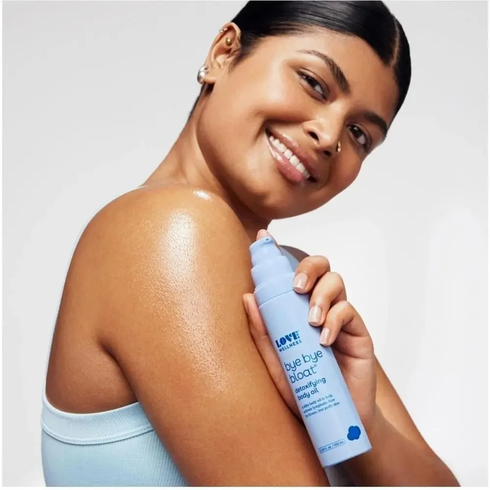 Love Wellness Bye Bye Bloat Detoxifying Body Oil Skin Relief Massage Oil Femcare